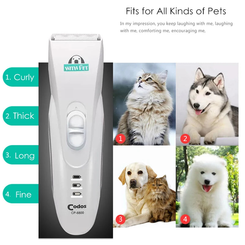 🐶🐱 Professional Pet Trimmer - CP6800 • Cordless • Easy Grooming