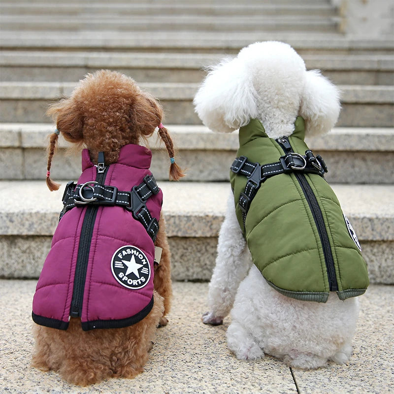 PawHug™ Winter Dog Jacket with Built-In Harness