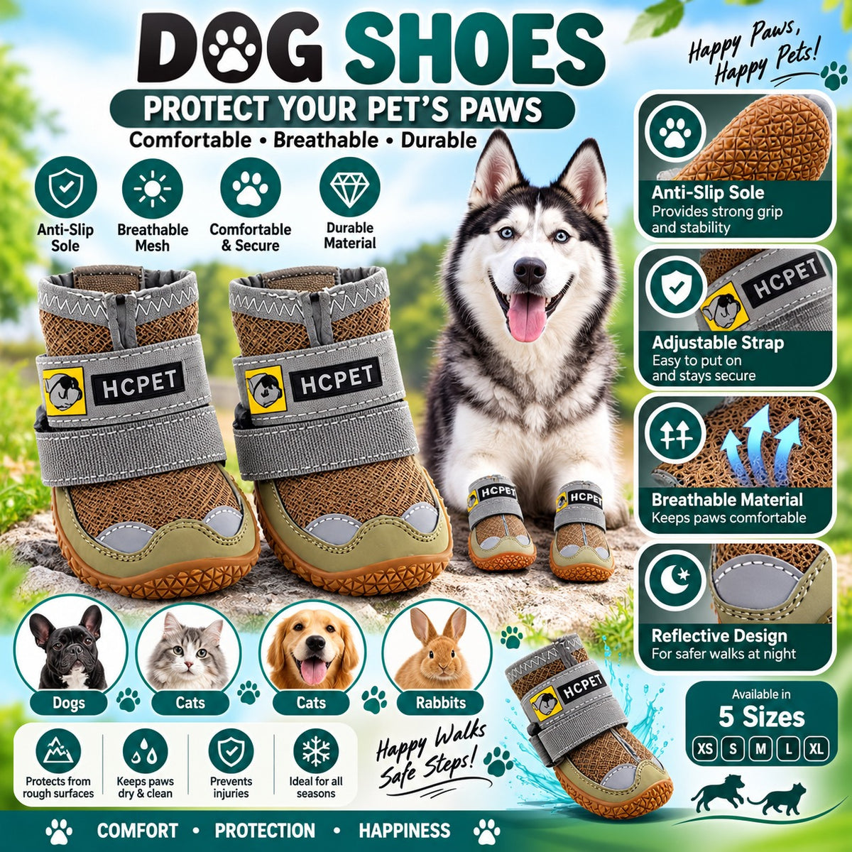 Dog boots — comfortable, breathable, durable
