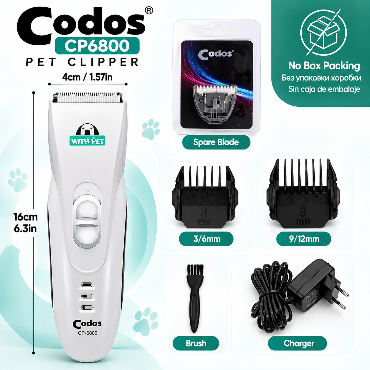 🐶🐱 Professional Pet Trimmer - CP6800 • Cordless • Easy Grooming